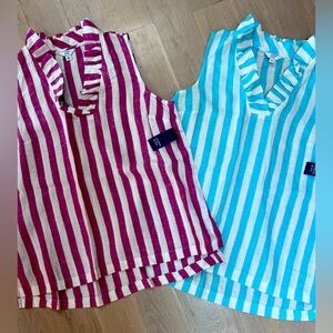 NWT bundle 2 linen Crown & Ivy V Neck Sleeveless Tops w/ Ruffle Collar Large